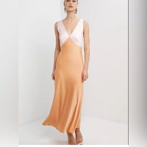 Peppermayo Satin Slip Dress Blush & Apricot